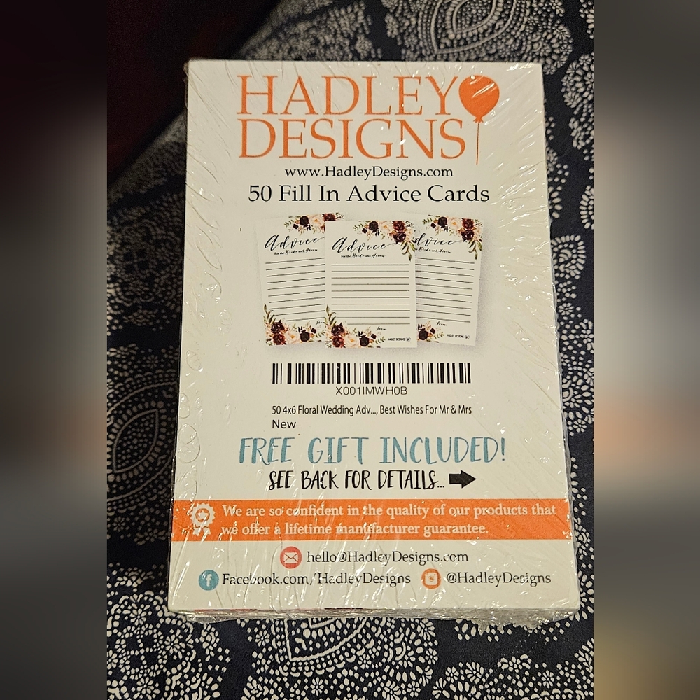 Hadley Designs Floral Wedding Advice Cards